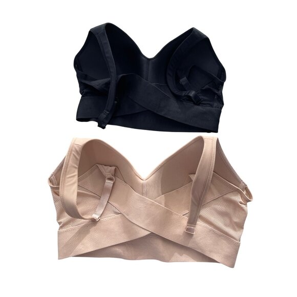 Rhonda Shear 2Pack Molded Cup Bra with Wrap Back Size Medium Black Beige 590.21 - Picture 3 of 10